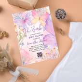 Invitation Fleurs florales violettes petit baby shower papill