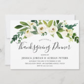 Invitation Fleurs florissantes blanches Dîner d'action de grâ (Devant)