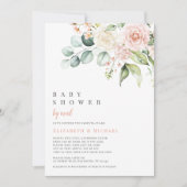 Invitation Fleurs Flush Eucalyptus Baby shower Par Courrier (Devant)
