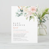 Invitation Fleurs Flush Eucalyptus Baby shower Par Courrier (Debout devant)