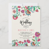 Invitation Fleurs folk orange vif mariage floral (Devant)