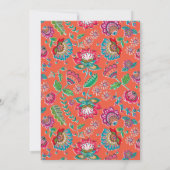 Invitation Fleurs folk orange vif mariage floral (Dos)