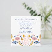 Invitation Fleurs folk Scandi en Mariage Carré Décontracté bl (Debout devant)