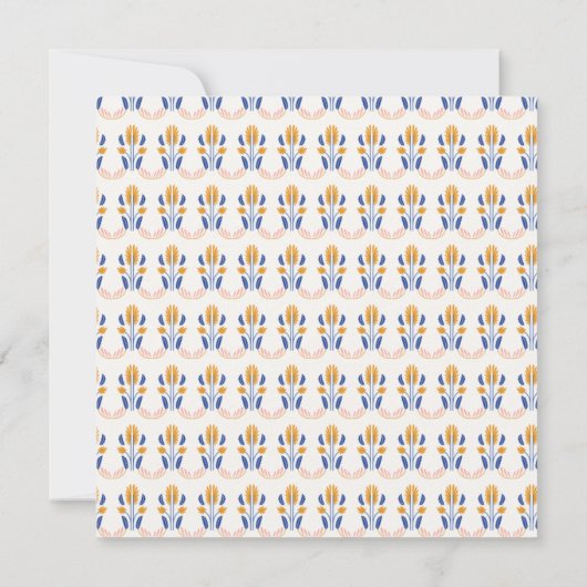 Invitation Fleurs folk Scandi en Mariage Carré Décontracté bl (Dos)