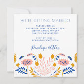 Invitation Fleurs folk Scandi en Mariage Carré Décontracté bl (Devant)