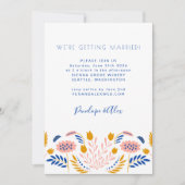 Invitation Fleurs folk Scandi Mariage Décontracté bleu Jaune (Devant)
