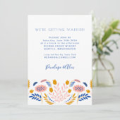 Invitation Fleurs folk Scandi Mariage Décontracté bleu Jaune (Debout devant)