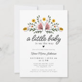 Invitation Fleurs folkloriques bébé sur le chemin Baby shower (Devant)