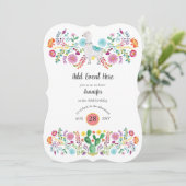 Invitation Fleurs folkloriques Fiesta Llama Mexicaine Cactus  (Debout devant)