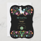 Invitation Fleurs folkloriques Fiesta Llama Mexicaine Cactus (Devant)