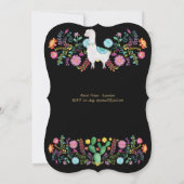 Invitation Fleurs folkloriques Fiesta Llama Mexicaine Cactus (Dos)