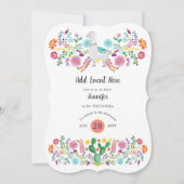 Invitation Fleurs folkloriques Fiesta Llama Mexicaine Cactus  (Devant)