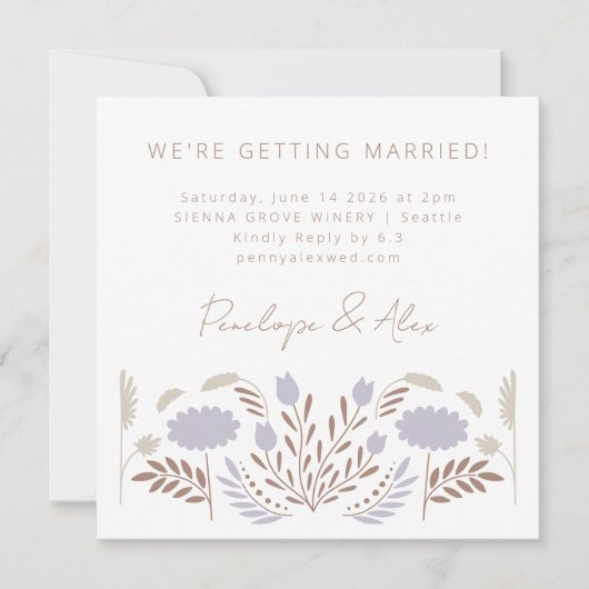 Invitation Fleurs folkloriques Scandi dans le Mariage Carré D (Devant)