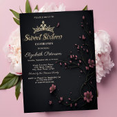 Invitation Fleurs foncées Gothique foncé Douce 16