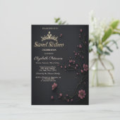 Invitation Fleurs foncées Gothique foncé Douce 16 (Debout devant)