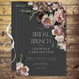 Invitation Fleurs foncées modernes Brunch nuptial noir