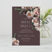 Invitation Fleurs foncées modernes Fleurs Bourgogne Brunch nu (Debout devant)