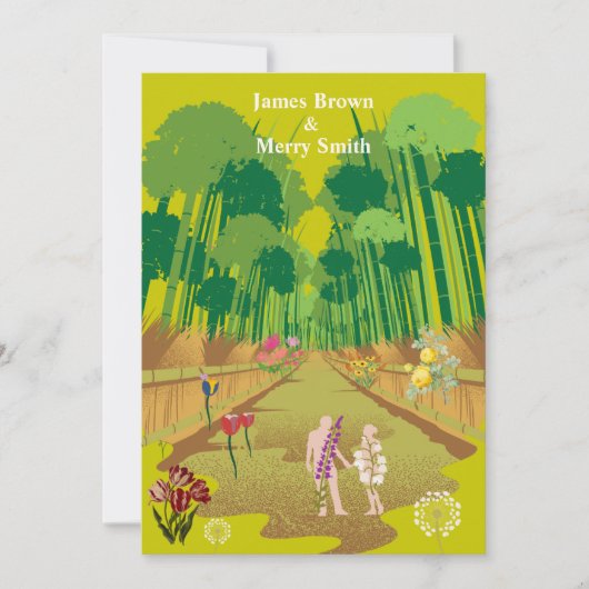 Invitation Fleurs forestières Voyage Adam et Eve Mariage (Devant)