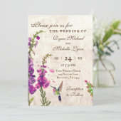 Invitation Fleurs Foxglove, Colibri Tout en un Mariage (Debout devant)
