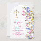 Invitation Fleurs fraîches de prairie Arche Baptême (Devant)