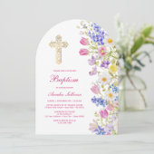 Invitation Fleurs fraîches de prairie Arche Baptême (Debout devant)