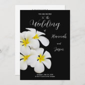 Invitation Fleurs Frangipani Blanches, Tropical, Mariage Flor (Devant / Derrière)