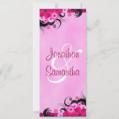 Invitation Fleurs Fuchsia 4" x 9,25" Invite de mariage (Dos)