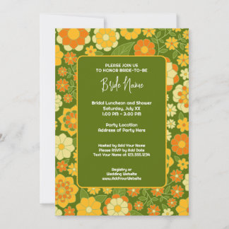 Invitation Fleurs Funky - Baby Shower Rétro de Mariage