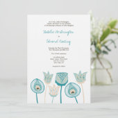 Invitation Fleurs funky mariages Turquoise Blue Ivory (Debout devant)