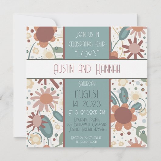 Invitation Fleurs gaies Inspiriity Mariage Fun moderne (Devant)