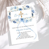 Invitation Fleurs garçon arc bleu baptême