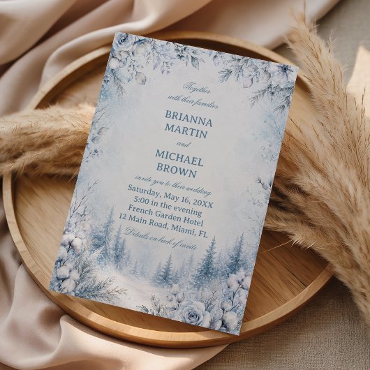 Invitation Fleurs givrees au-dessus de l'hiver