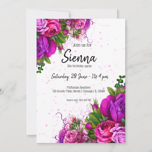 Invitation Fleurs glam chic modernes pour toutes les occasion (Devant)