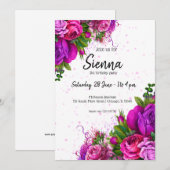 Invitation Fleurs glam chic modernes pour toutes les occasion (Devant / Derrière)