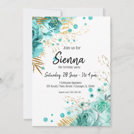 Invitation Fleurs Glamour Moderne pour toutes les occasions (Devant)