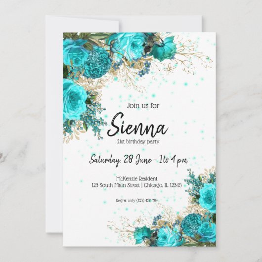 Invitation Fleurs Glamour Moderne pour toutes les occasions (Devant)