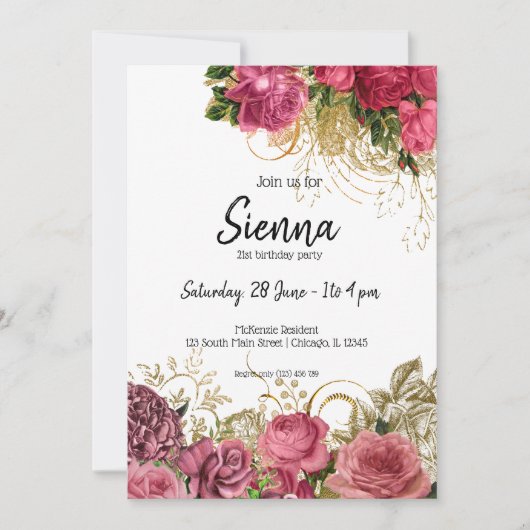 Invitation Fleurs Glamour Modernes pour toutes les occasions (Devant)