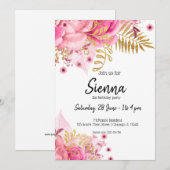 Invitation Fleurs Glamour Modernes pour toutes les occasions (Devant / Derrière)