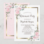 Invitation Fleurs Gold Frame Retraite (Devant / Derrière)