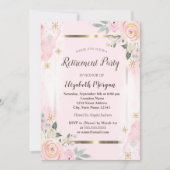 Invitation Fleurs Gold Frame Rose Roses Retraite (Devant)