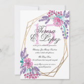 Invitation Fleurs Gold Terrarium Aquarelle Quinceañera (Devant)