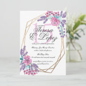 Invitation Fleurs Gold Terrarium Aquarelle Quinceañera (Debout devant)