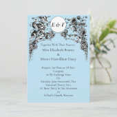 Invitation Fleurs gravées, oiseaux et hibou (Debout devant)