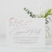 Invitation Fleurs gris et rouges simples et élégantes Partie  (Debout devant)