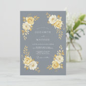 Invitation Fleurs grises mariage Golden Bloom (Debout devant)