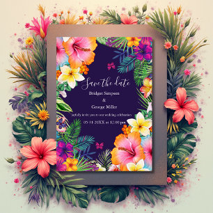 Invitation Fleurs hawaïennes tropicales colorées pour annonce