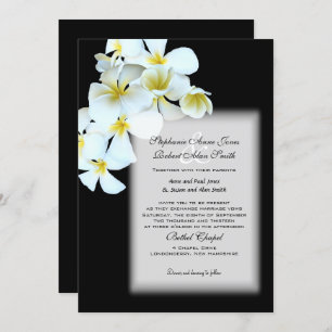 Invitation Fleurs hawaiiennes personnalisées Noir Mariage Inv