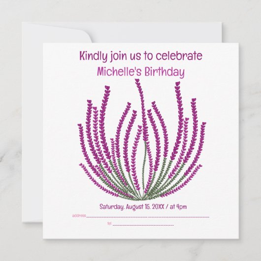 Invitation Fleurs Heather (Devant)