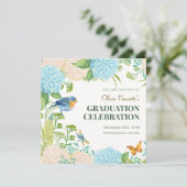 Invitation Fleurs Hydrangea Bird Butterfly graduation (Debout devant)