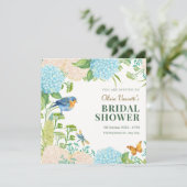 Invitation Fleurs Hydrangea Bird Butterfly nuptiale douche (Debout devant)